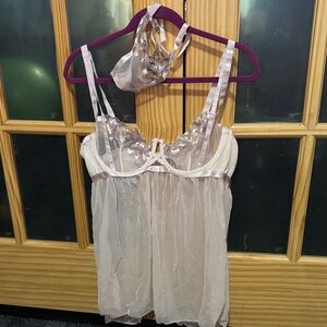 Adore Me Light Pink Sheer Chemise Set